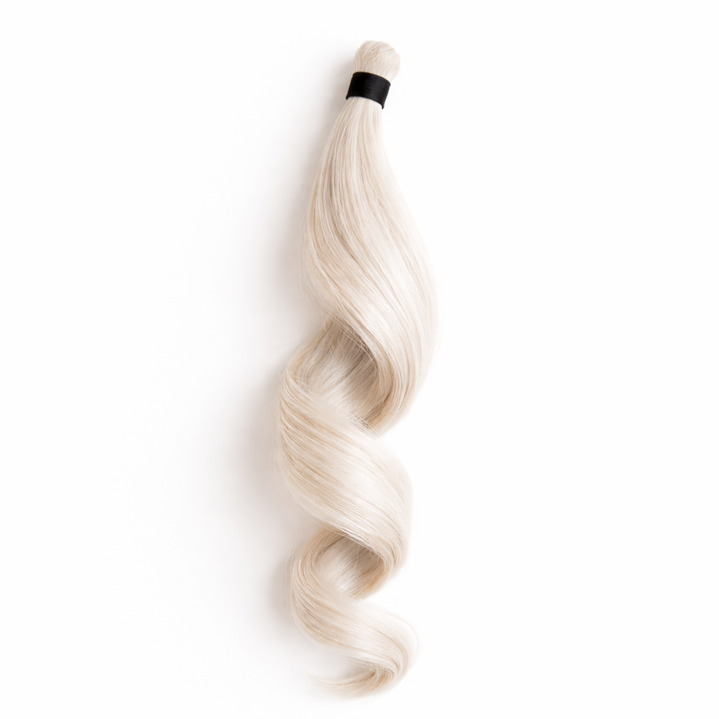 blonde hair extension on a white background